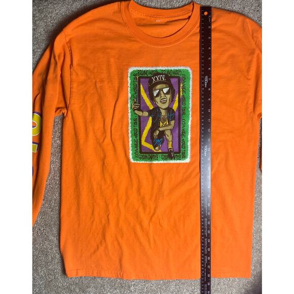 Bruno Mars 2018 24k Magic Tour Long Sleeve Orange Shirt Size Large - Picture 7 of 8